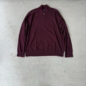 Bonobos Sweater Mens Red 1/4‎ Zip Slim Fit Cashmere Blend Pullover sweater XL
